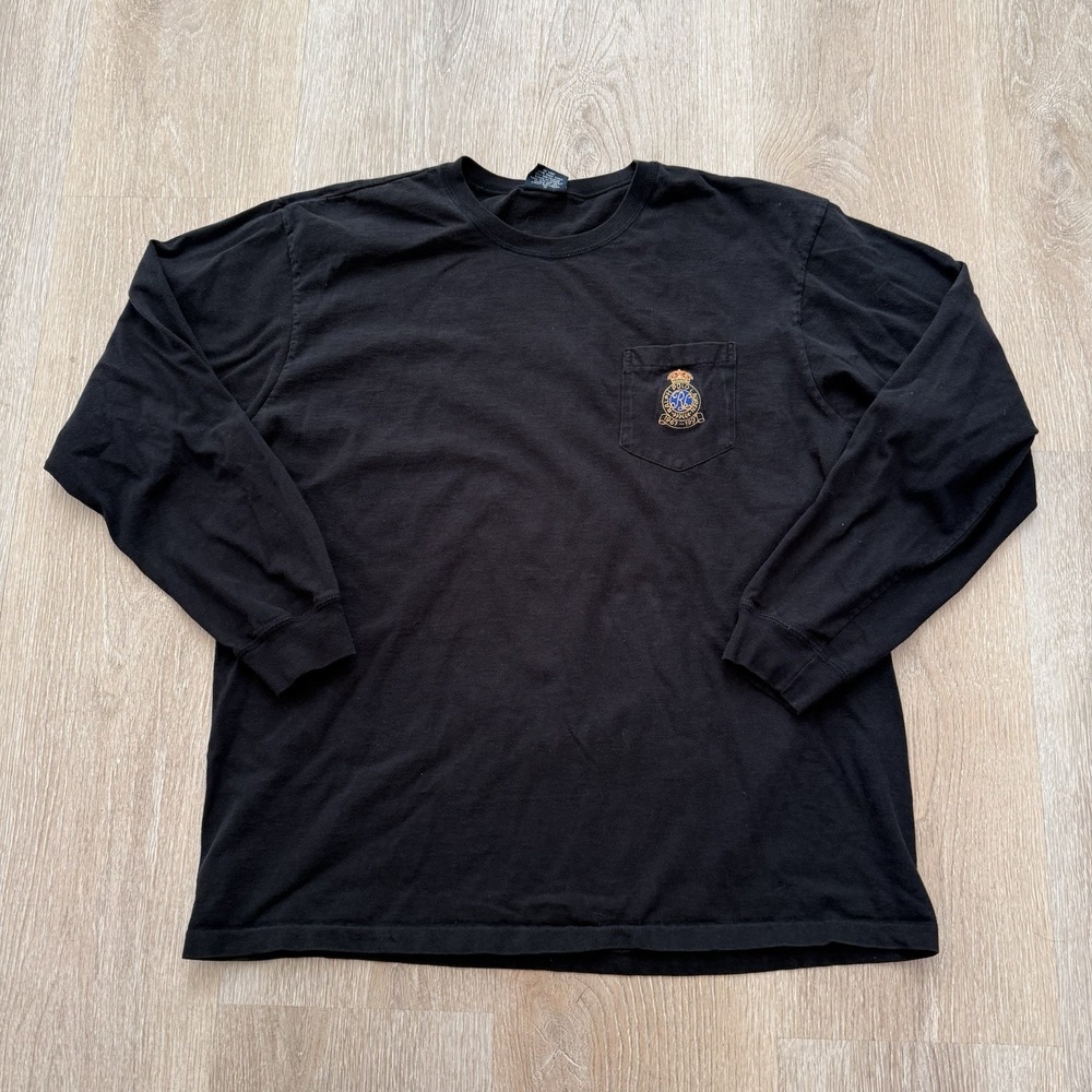 VTG Polo by Ralph Lauren Crown Crest T Shirt Mens Large Black Custom Regular Fit